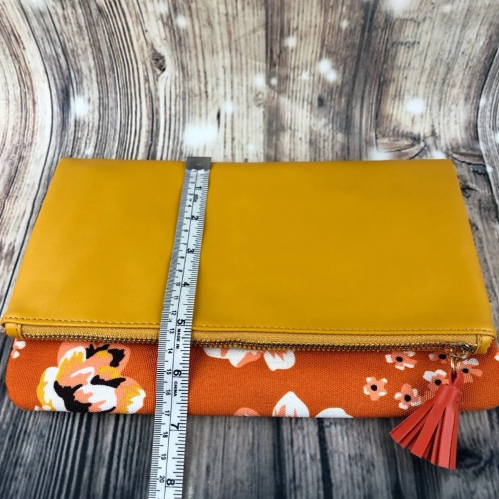 Mustard Yellow Reversible Floral Clutch - Picture 10 of 10